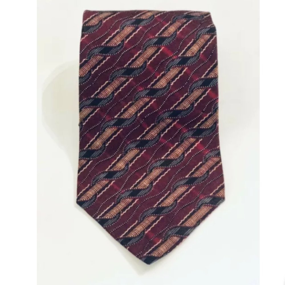 Vintage LOUIS FERAUD Geometric Print Silk Tie EUC